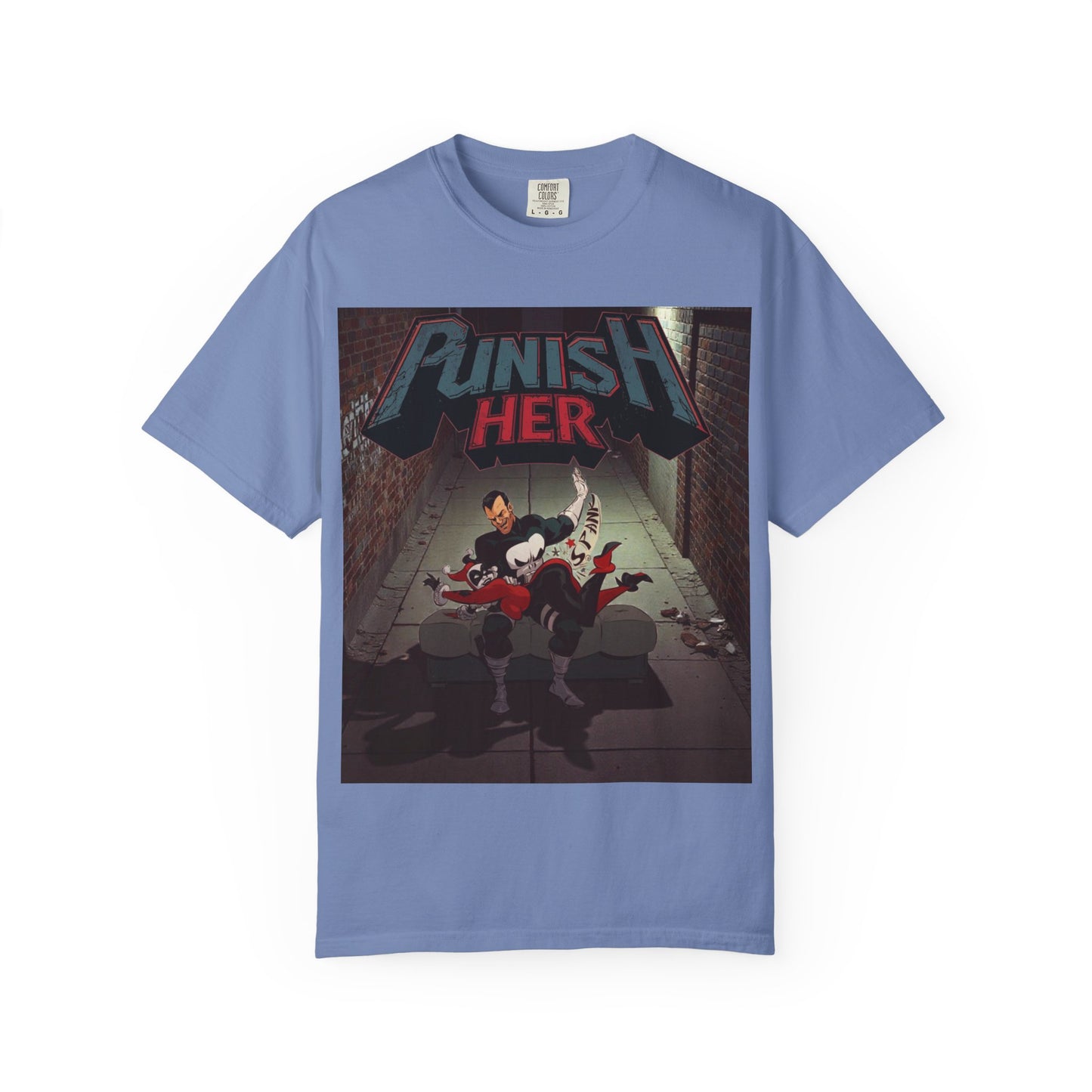 Graphic T-Shirt — "Punish Her" Retro Comic Alley Scene