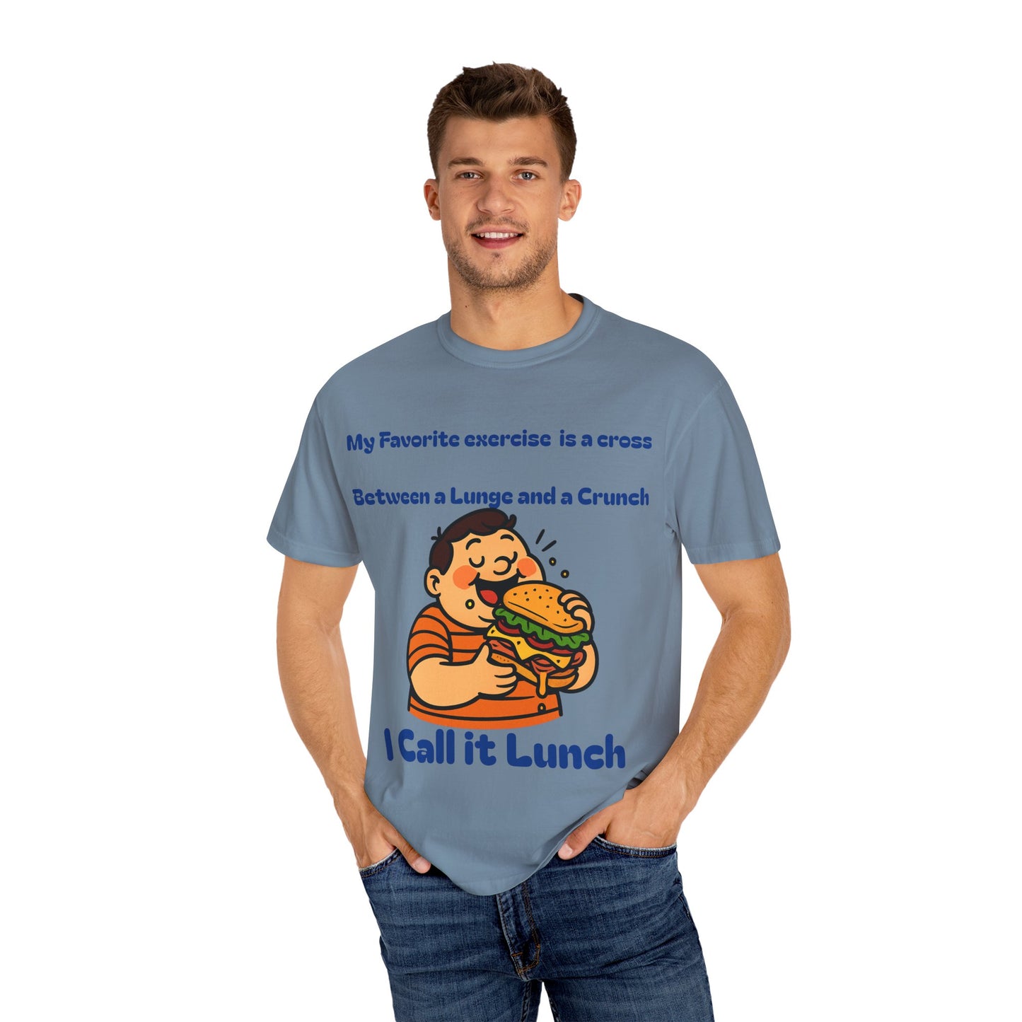 Funny Fitness T-shirt, Humorous Gym Tee, Quirky Lunch Lover Shirt, Perfect Gift for Foodies, Casual Wear for Gym Enthusiasts