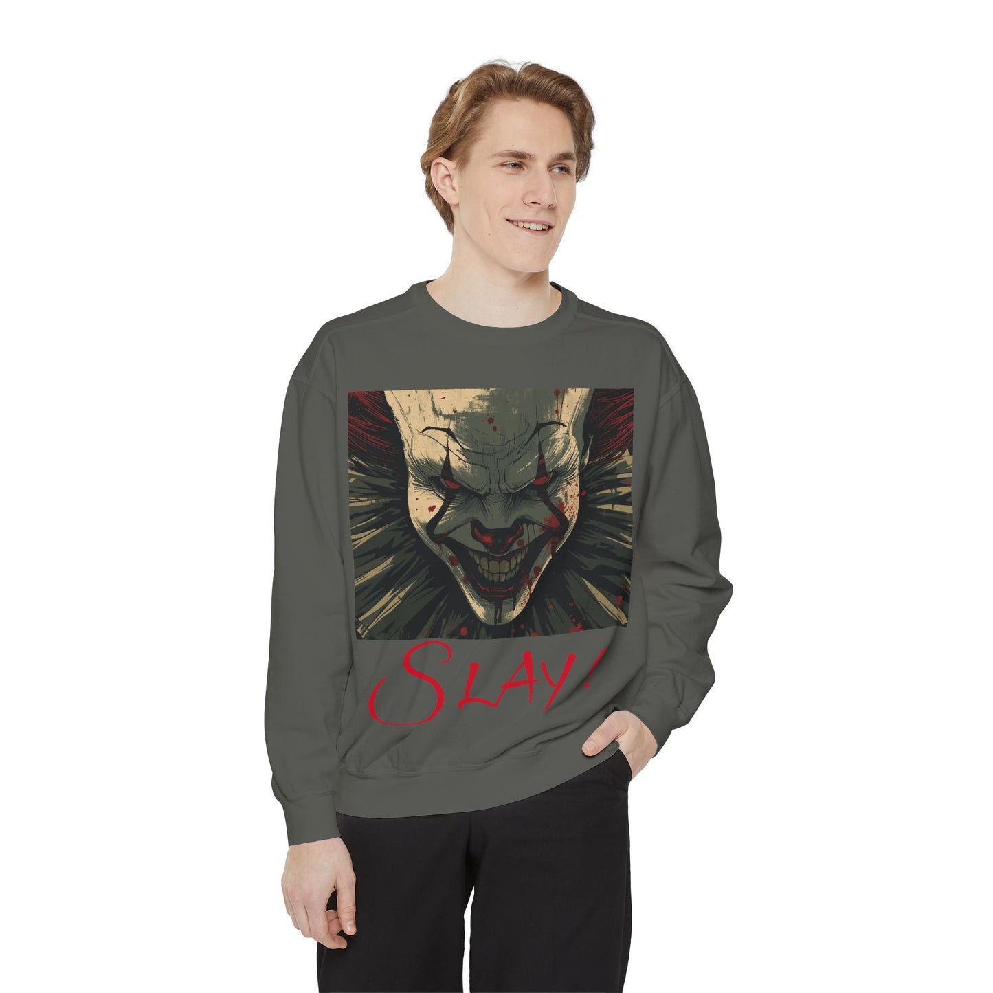 Spooky Unisex Sweatshirt, Halloween Outfit, Cozy Horror Apparel, Slay Graphic Sweatshirt, Gift for Horror Fans