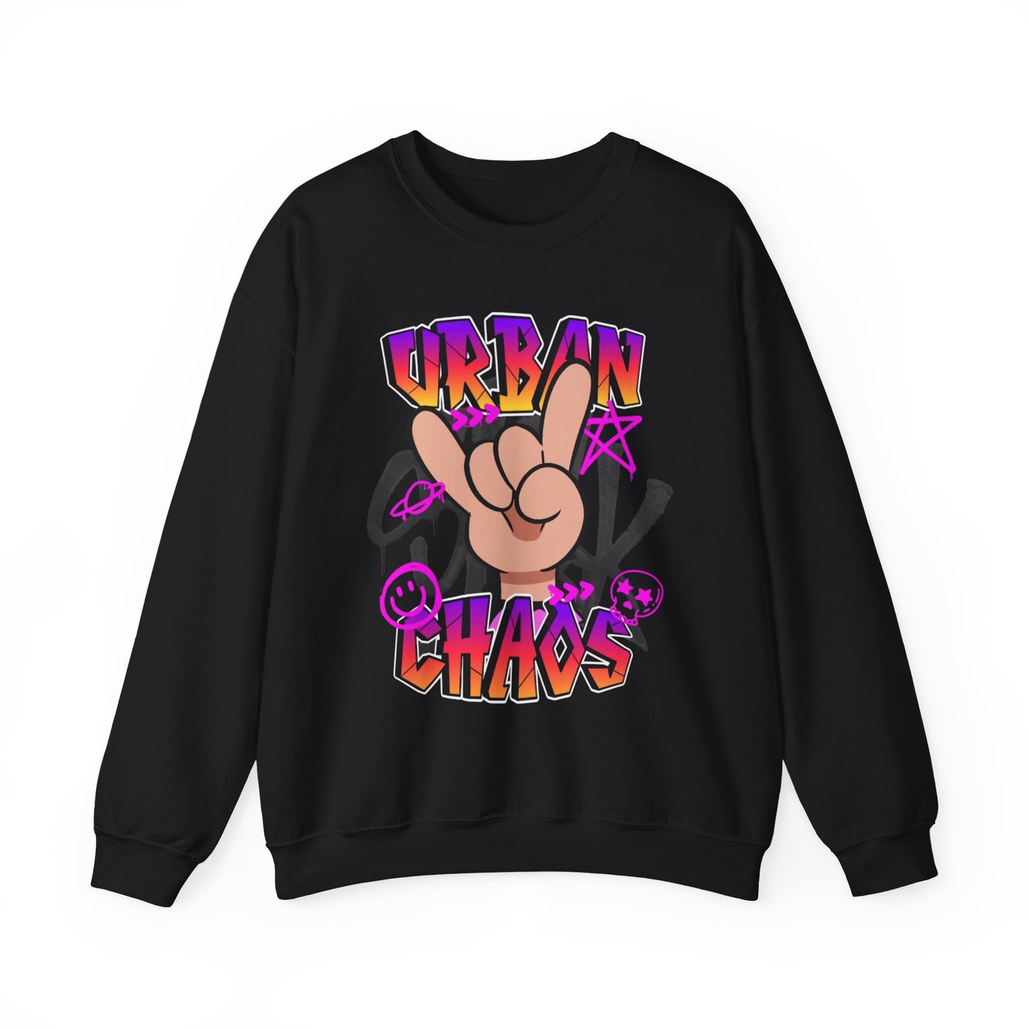 Urban Chaos Crewneck Sweatshirt, Statement Sweatshirt, Casual Wear, Gift for Trendsetters, Hipster Fashion, Unisex Apparel