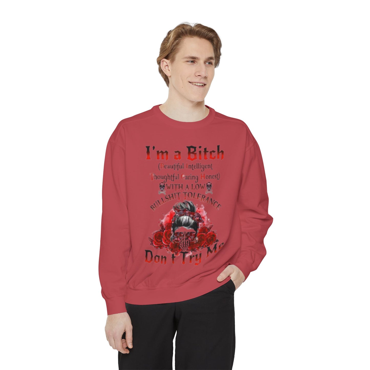 Sweatshirt — "I'm a Bitch" Skull Floral Crewneck (Don’t Try Me)