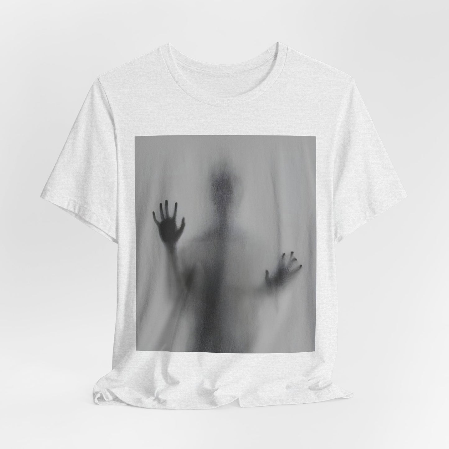 Horror Graphic Tee — Ghostly Silhouette & Screaming Zombie Back Print