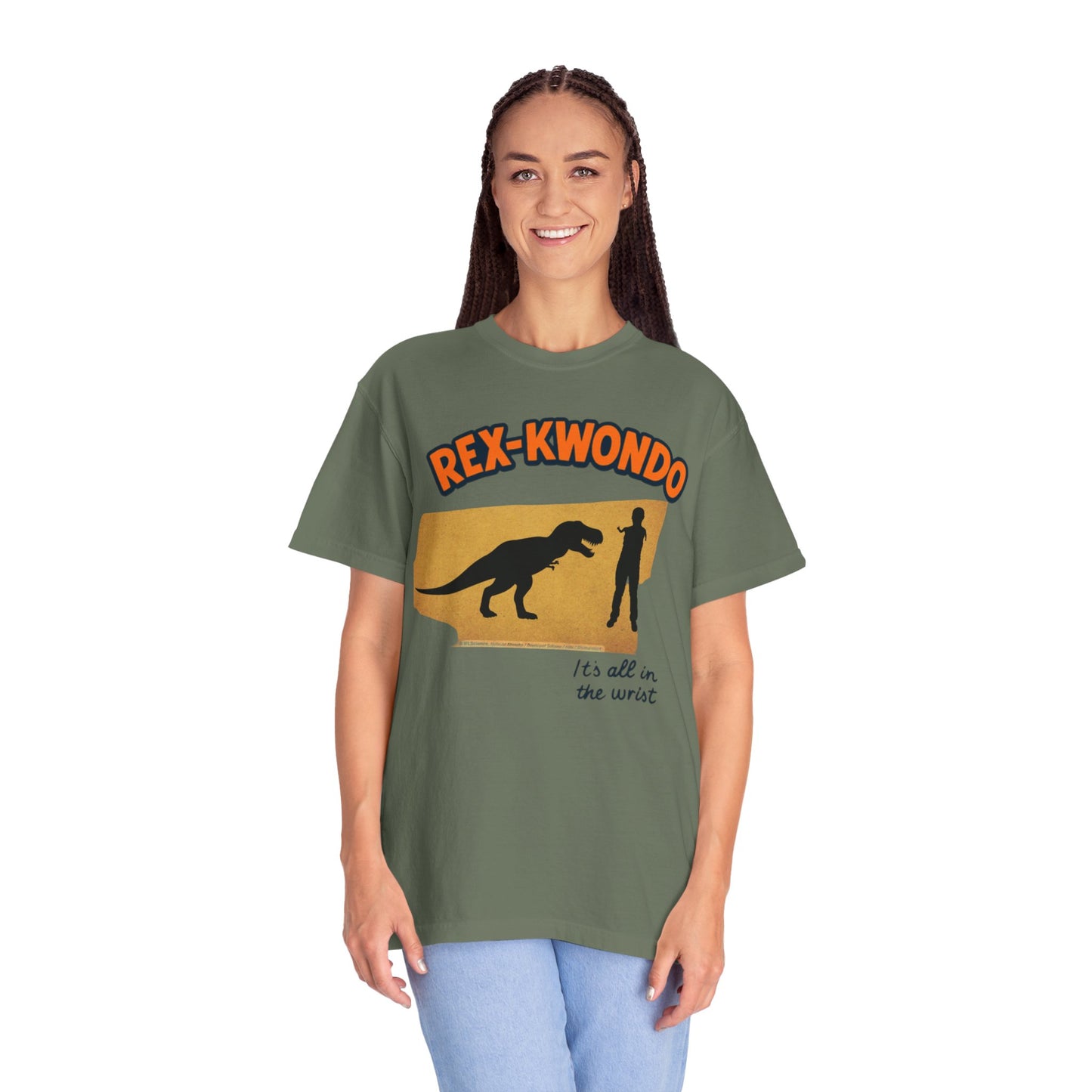 Rex-Kwondo T-Shirt — Funny Dinosaur Martial Arts Tee (“It's all in the wrist”)
