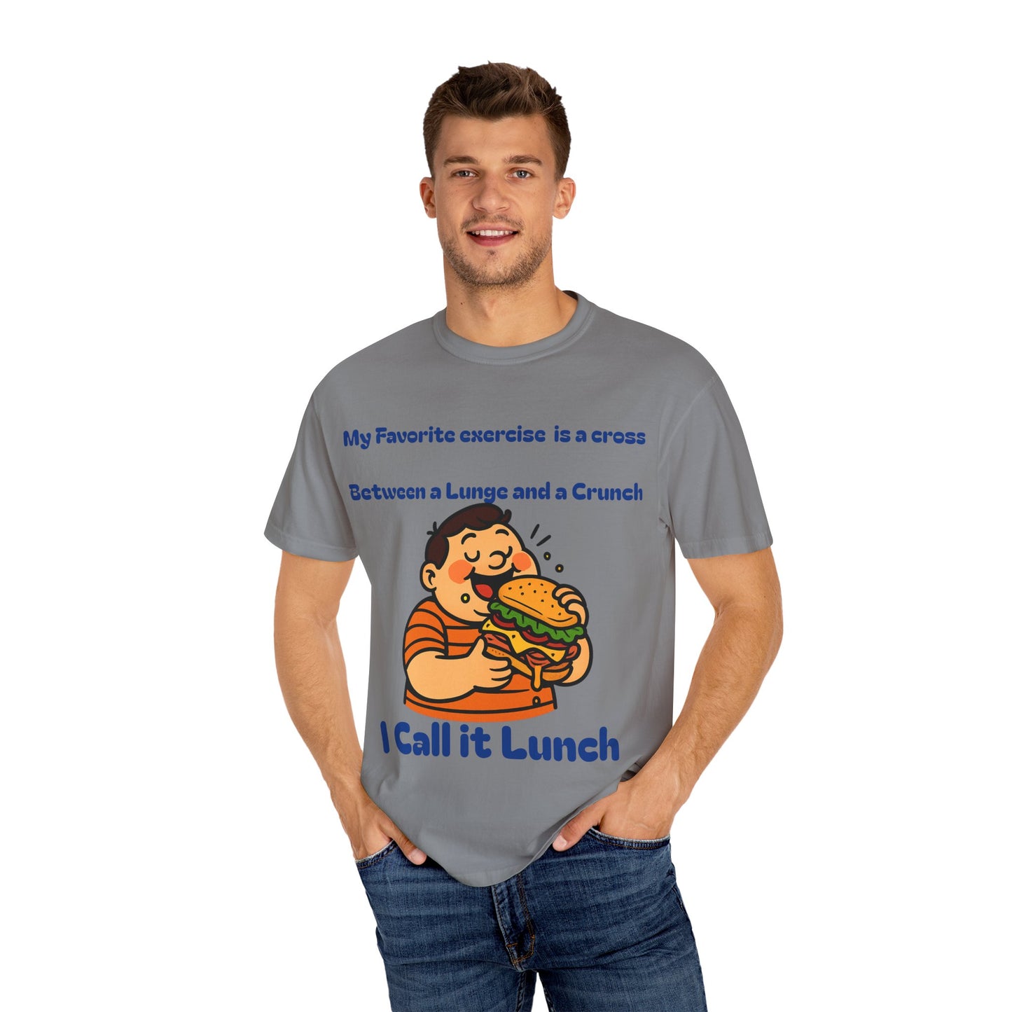 Funny Fitness T-shirt, Humorous Gym Tee, Quirky Lunch Lover Shirt, Perfect Gift for Foodies, Casual Wear for Gym Enthusiasts