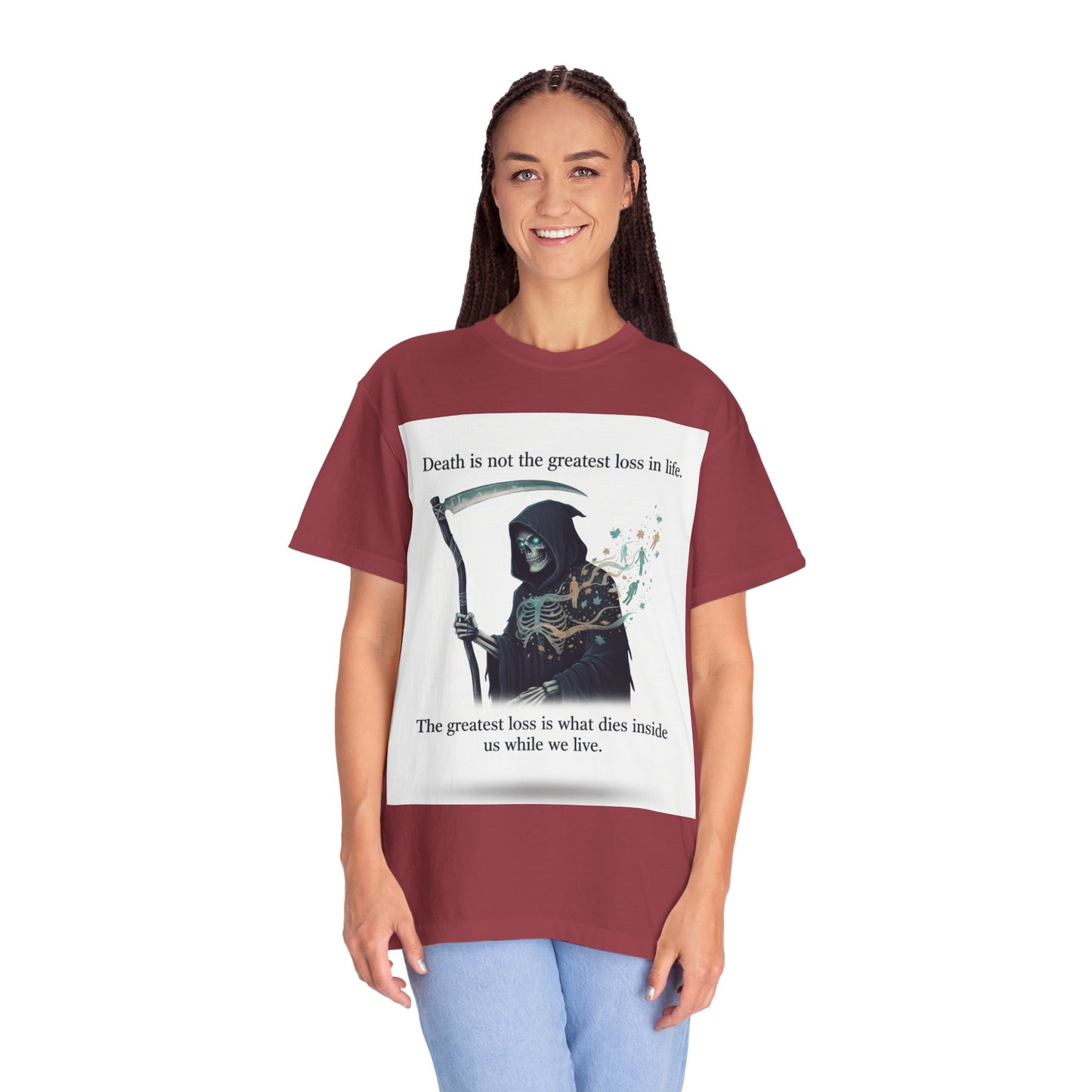 Grim Reaper Quote T-Shirt — “Death Is Not the Greatest Loss in Life” Graphic Tee