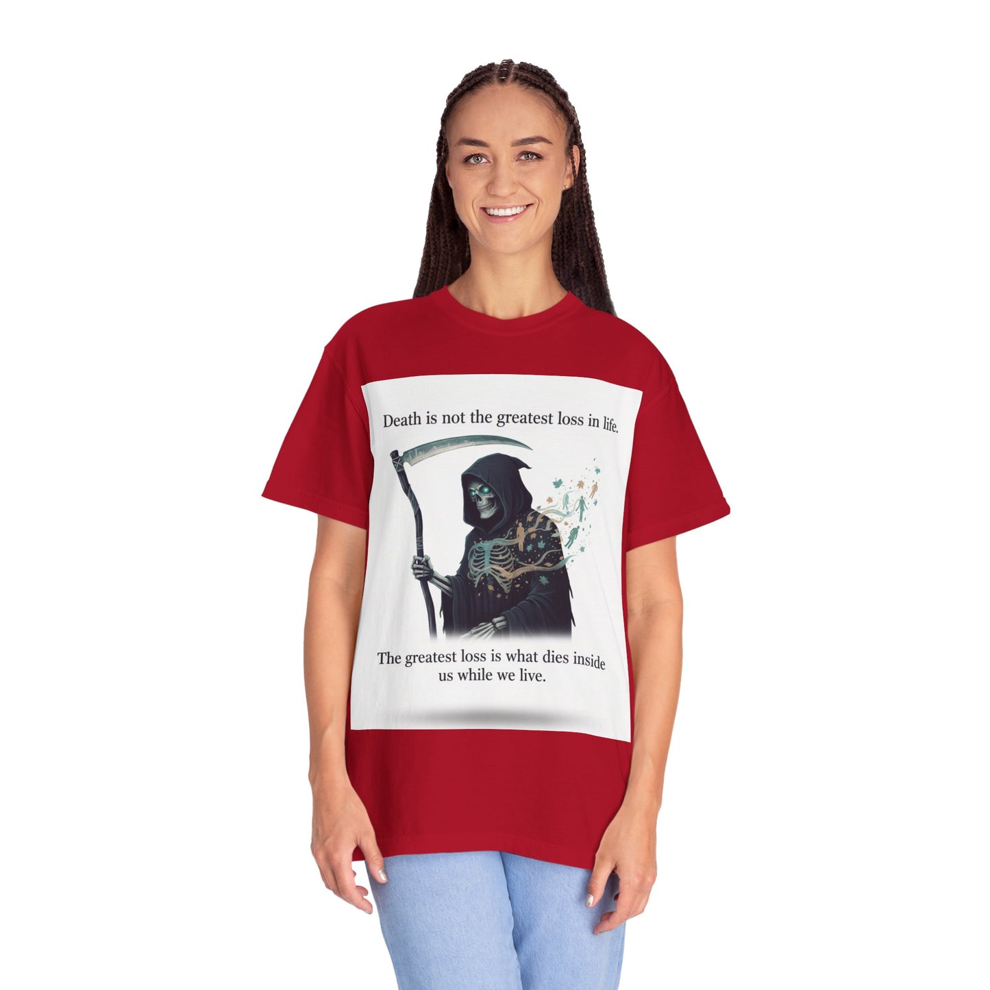 Grim Reaper Quote T-Shirt — “Death Is Not the Greatest Loss in Life” Graphic Tee