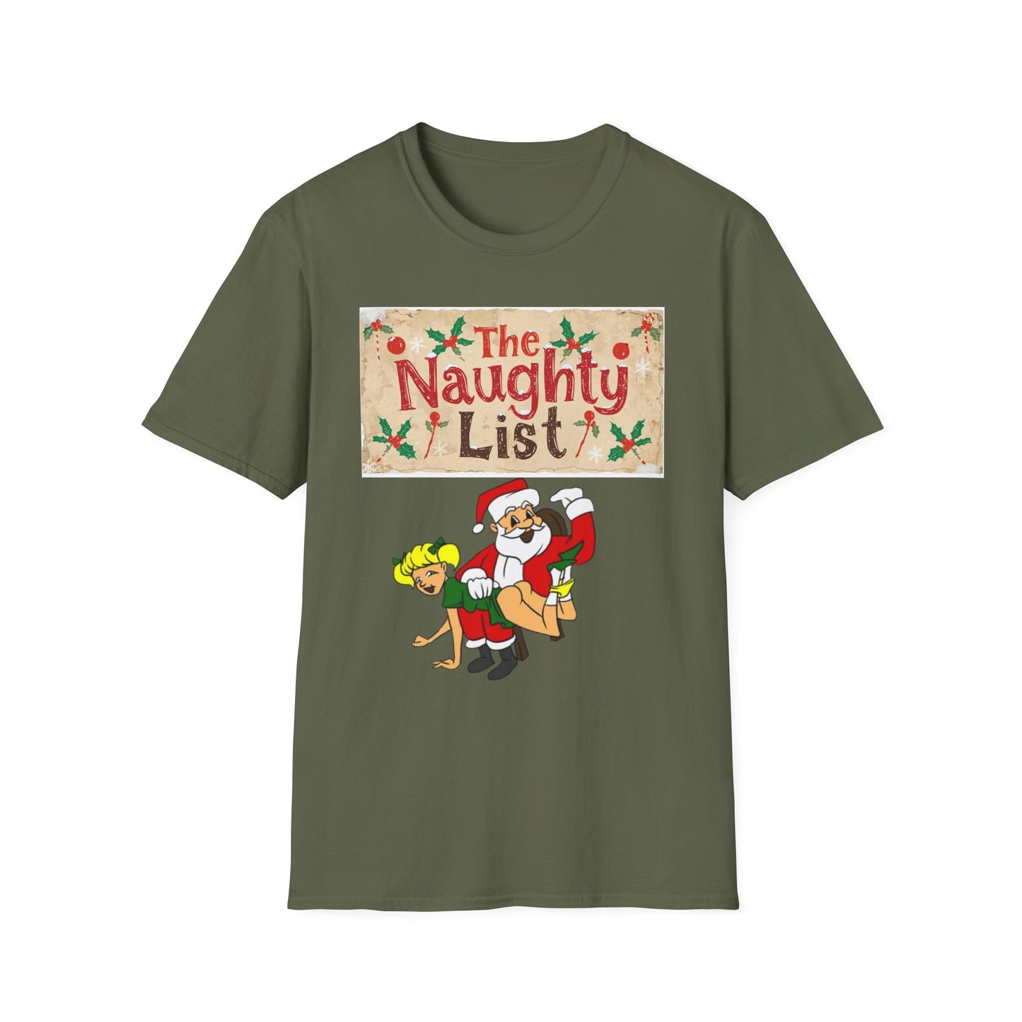 The Naughty List T-Shirt — Funny Santa Carrying Elf Christmas Tee