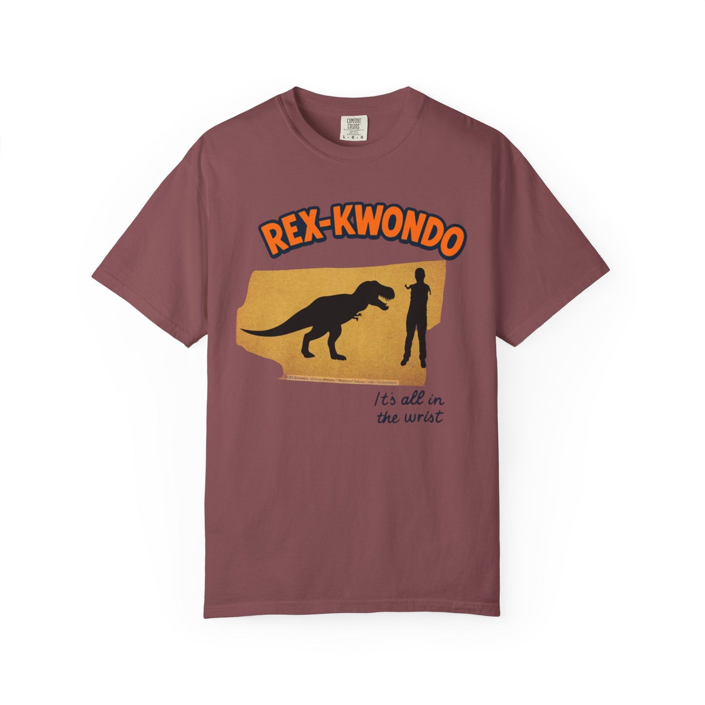 Rex-Kwondo T-Shirt — Funny Dinosaur Martial Arts Tee (“It's all in the wrist”)