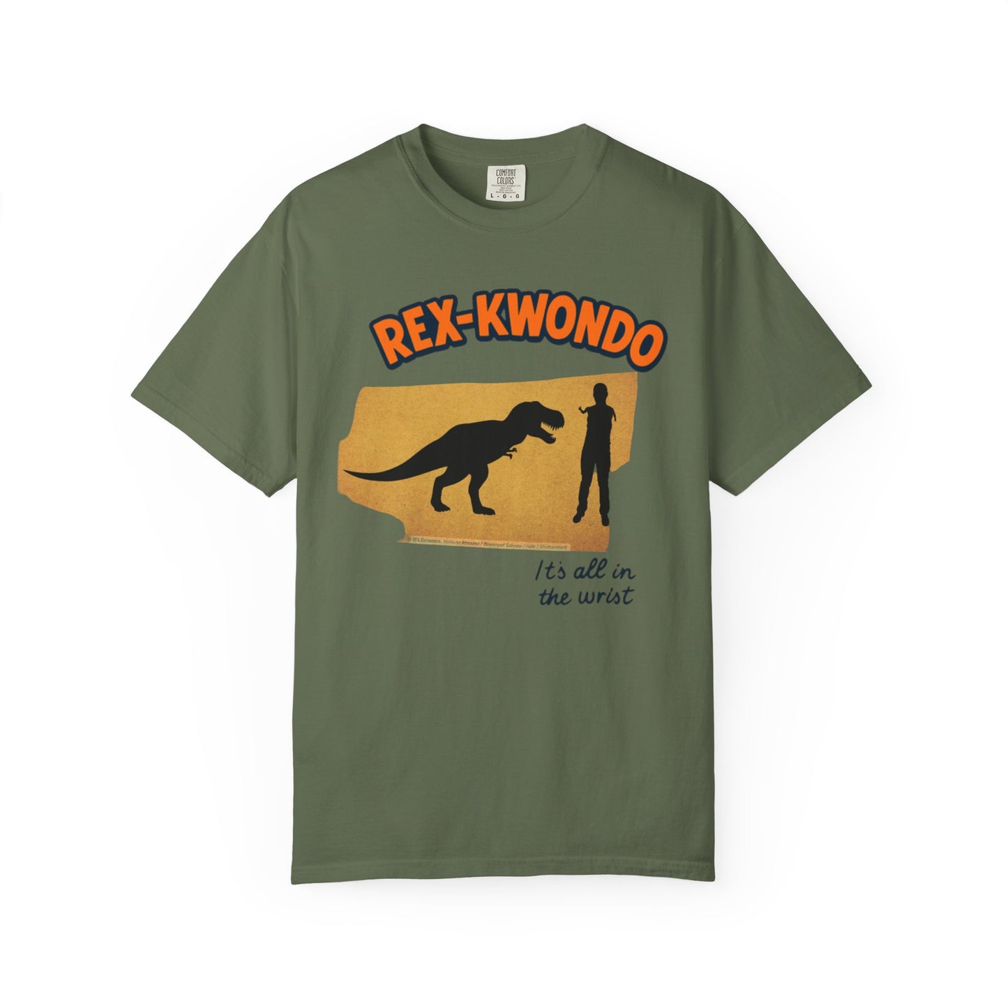 Rex-Kwondo T-Shirt — Funny Dinosaur Martial Arts Tee (“It's all in the wrist”)