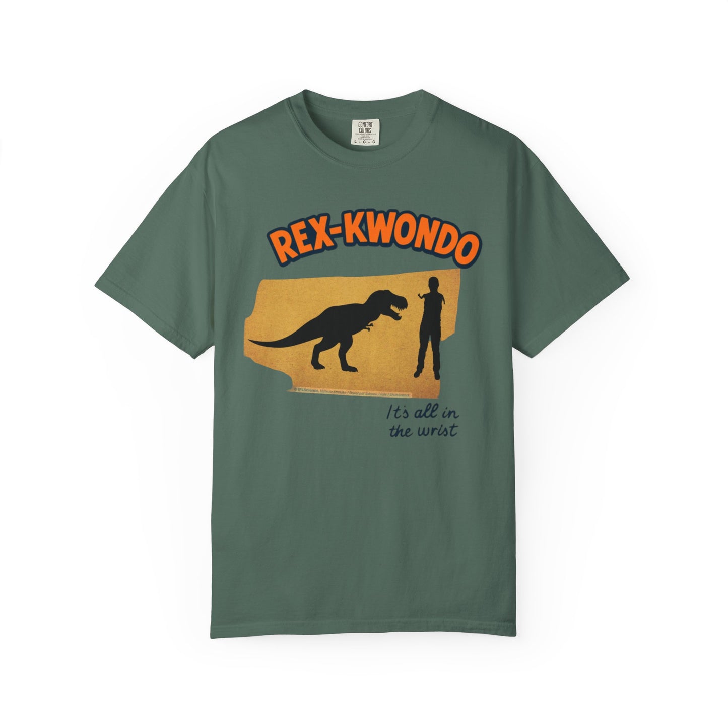 Rex-Kwondo T-Shirt — Funny Dinosaur Martial Arts Tee (“It's all in the wrist”)