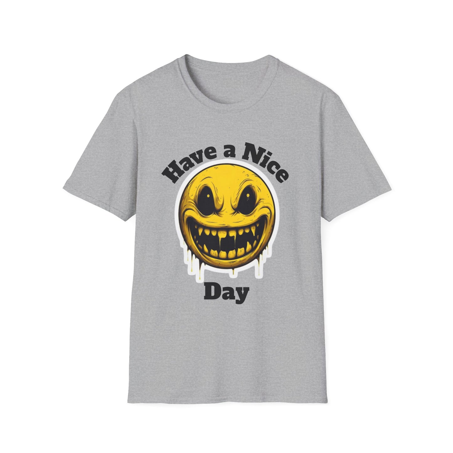 Have a Nice Day Smiley T-Shirt — Creepy Dripping Emoji Tee