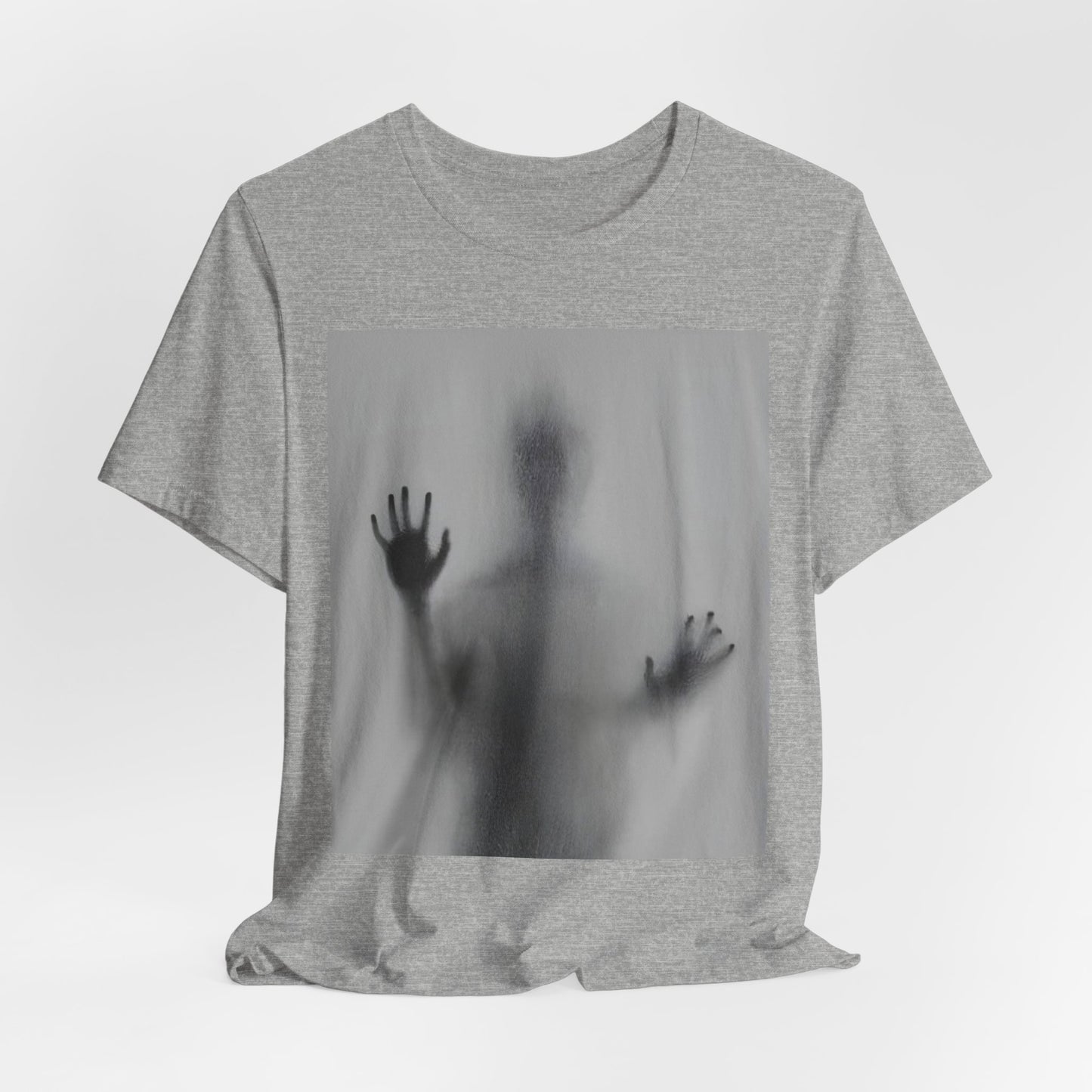 Horror Graphic Tee — Ghostly Silhouette & Screaming Zombie Back Print