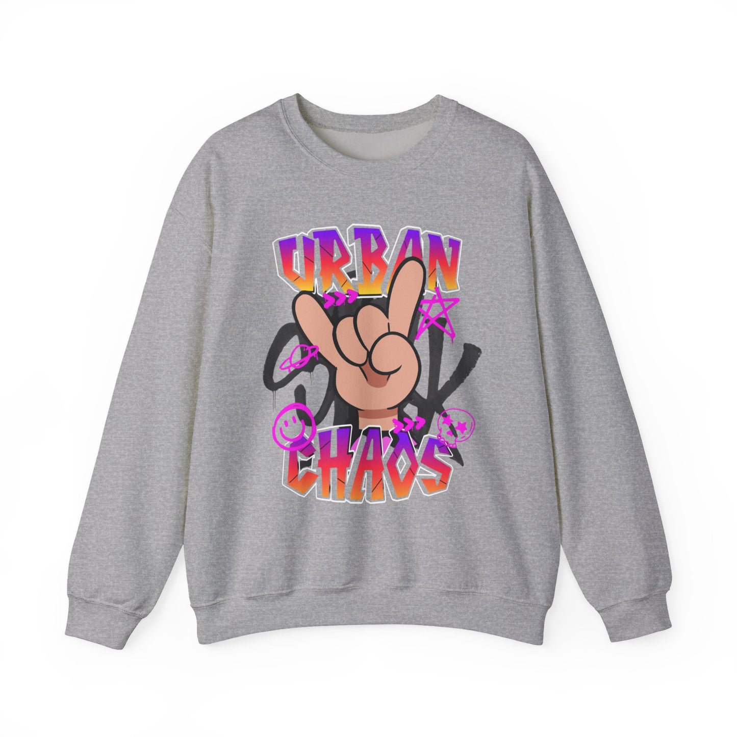 Urban Chaos Crewneck Sweatshirt, Statement Sweatshirt, Casual Wear, Gift for Trendsetters, Hipster Fashion, Unisex Apparel