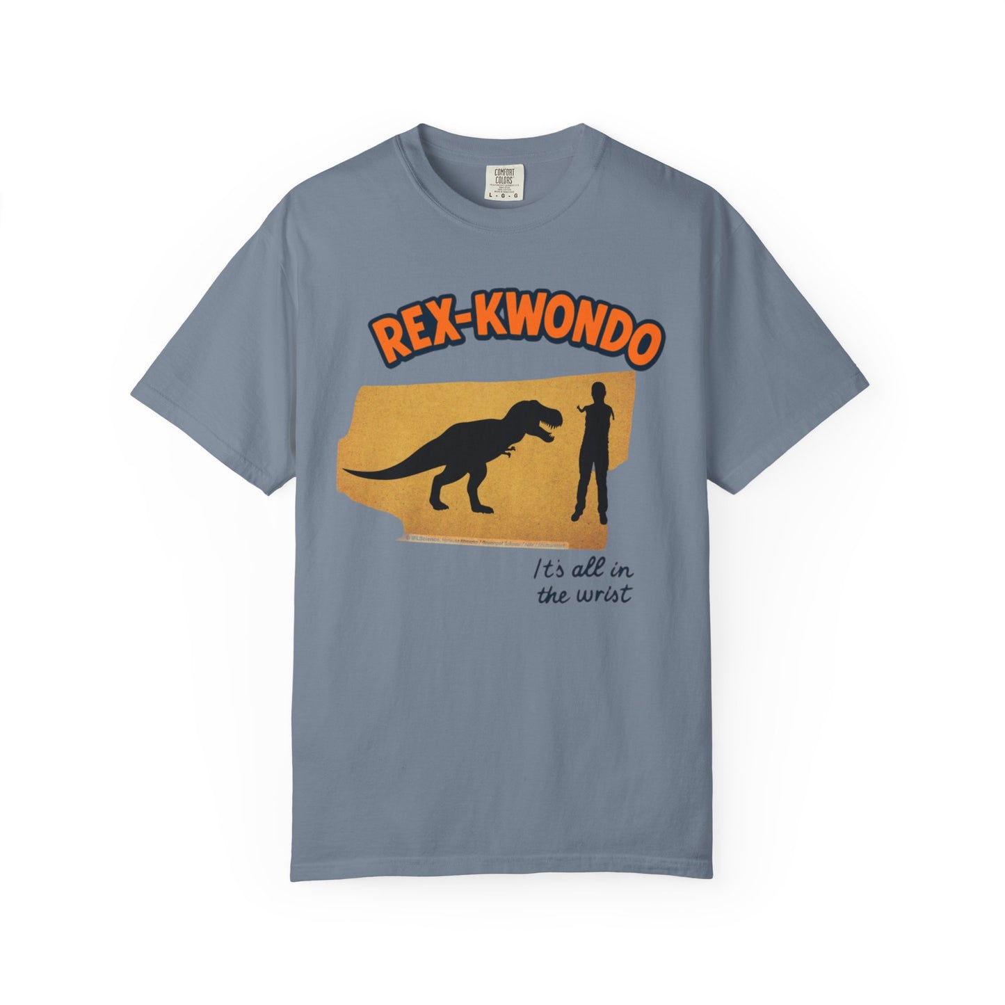 Rex-Kwondo T-Shirt — Funny Dinosaur Martial Arts Tee (“It's all in the wrist”)