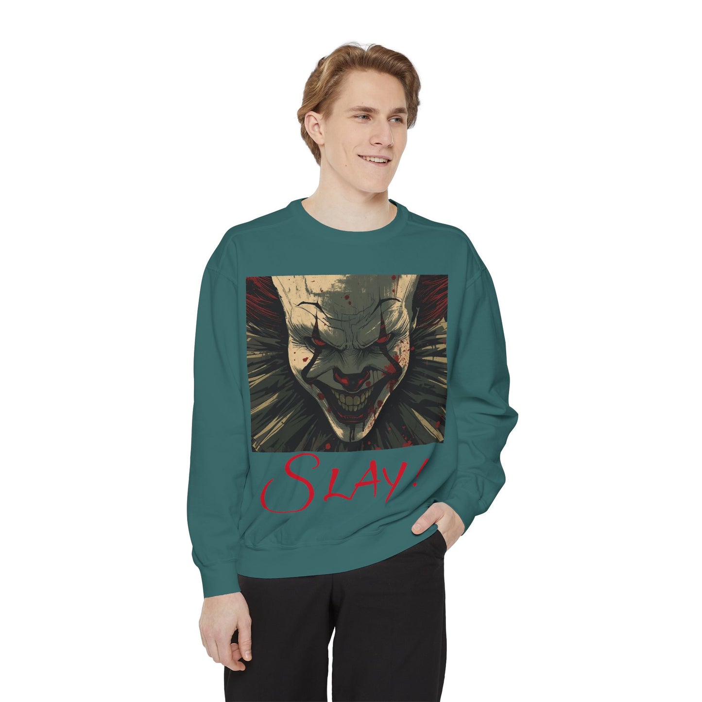 Spooky Unisex Sweatshirt, Halloween Outfit, Cozy Horror Apparel, Slay Graphic Sweatshirt, Gift for Horror Fans