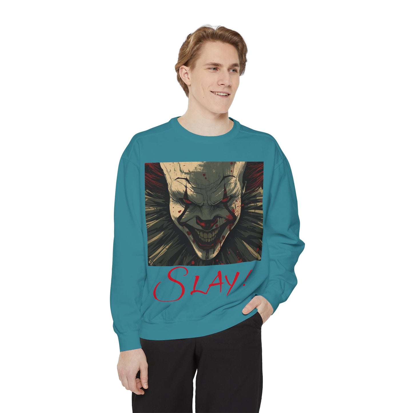 Spooky Unisex Sweatshirt, Halloween Outfit, Cozy Horror Apparel, Slay Graphic Sweatshirt, Gift for Horror Fans