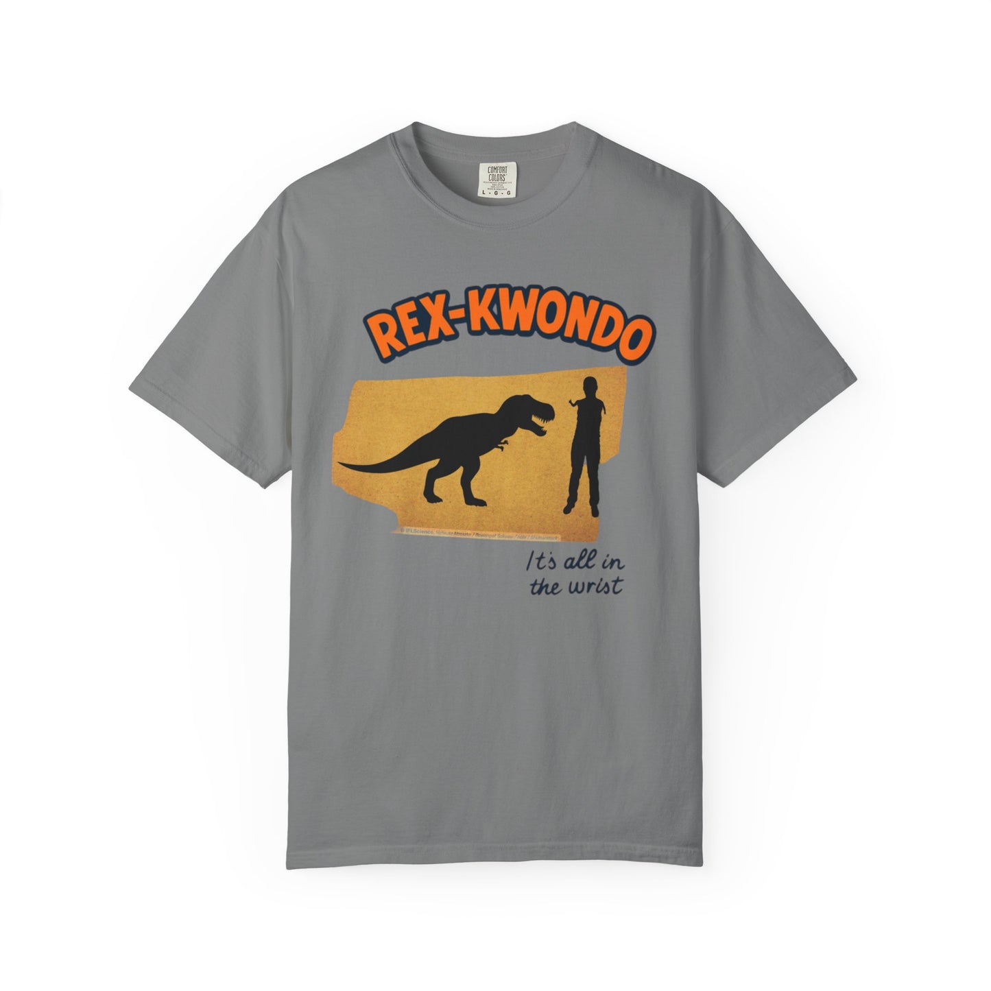 Rex-Kwondo T-Shirt — Funny Dinosaur Martial Arts Tee (“It's all in the wrist”)
