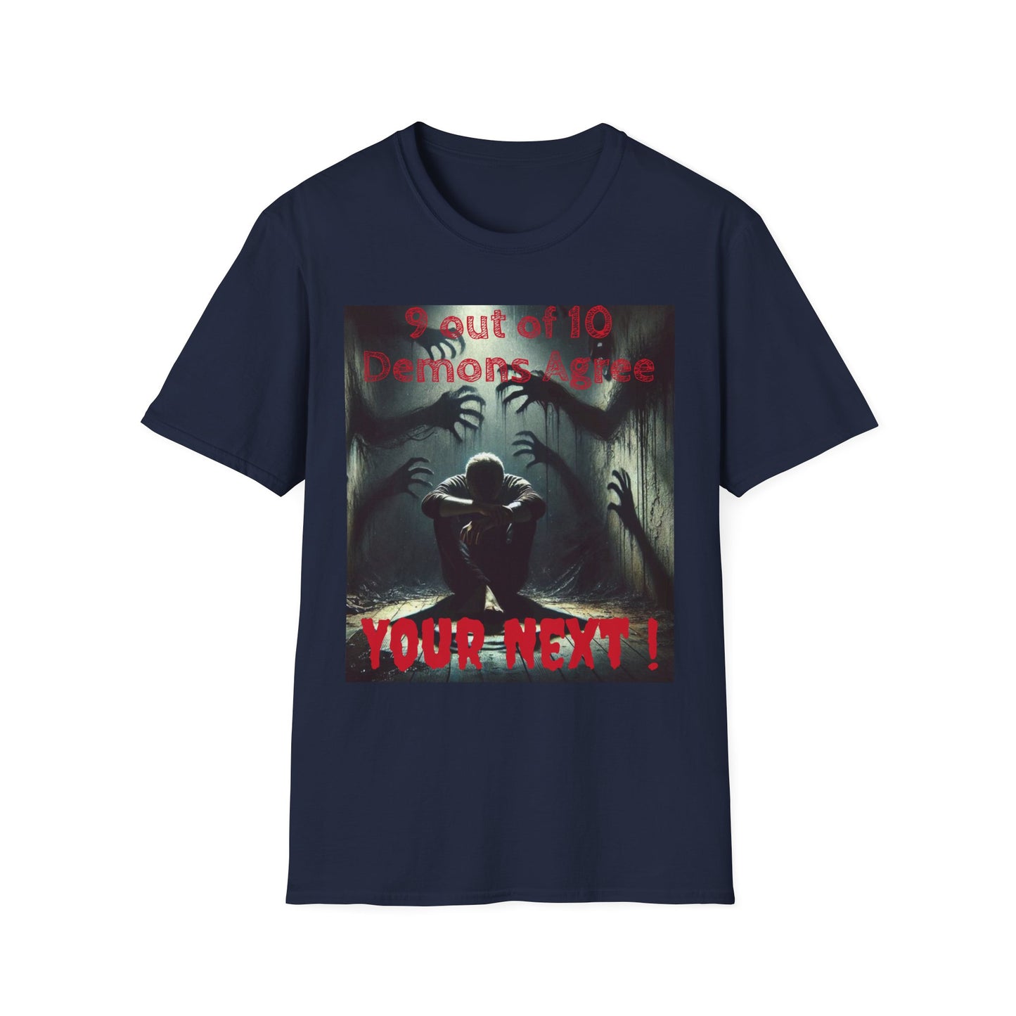 Horror Illustration T-Shirt — "Your Next!" Demon Shadows Graphic Tee