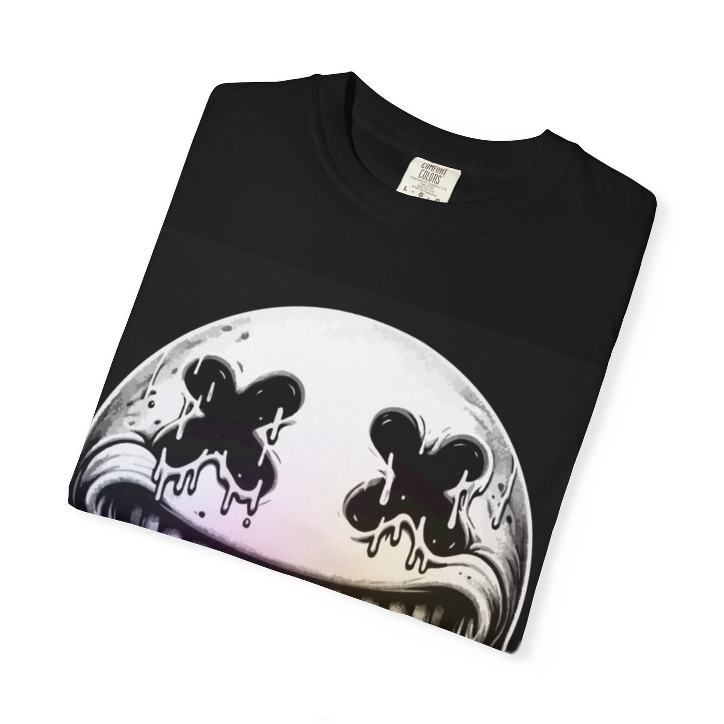 Graphic T-Shirt — Dripping Smiley & Haunted Portrait Dark Art Tee