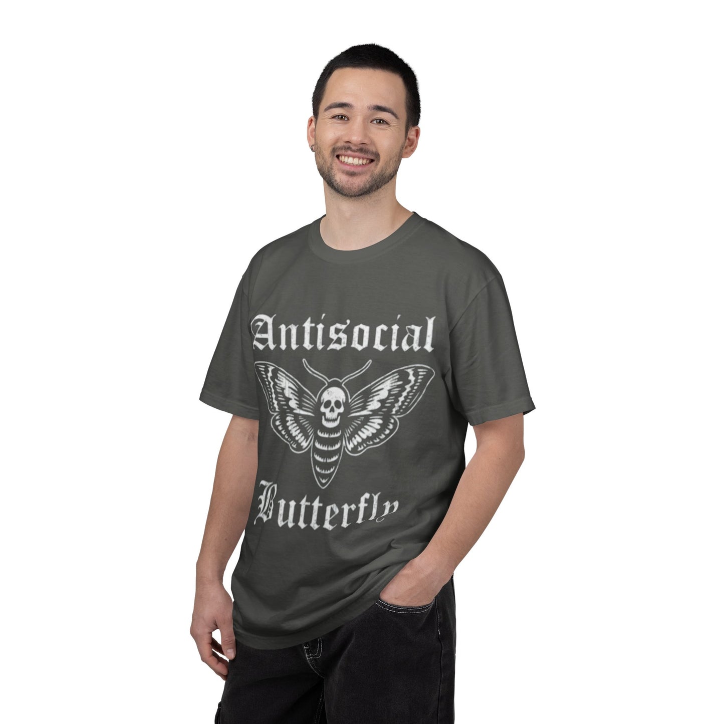 Antisocial Butterfly T-Shirt — Gothic Moth Skull Graphic Tee