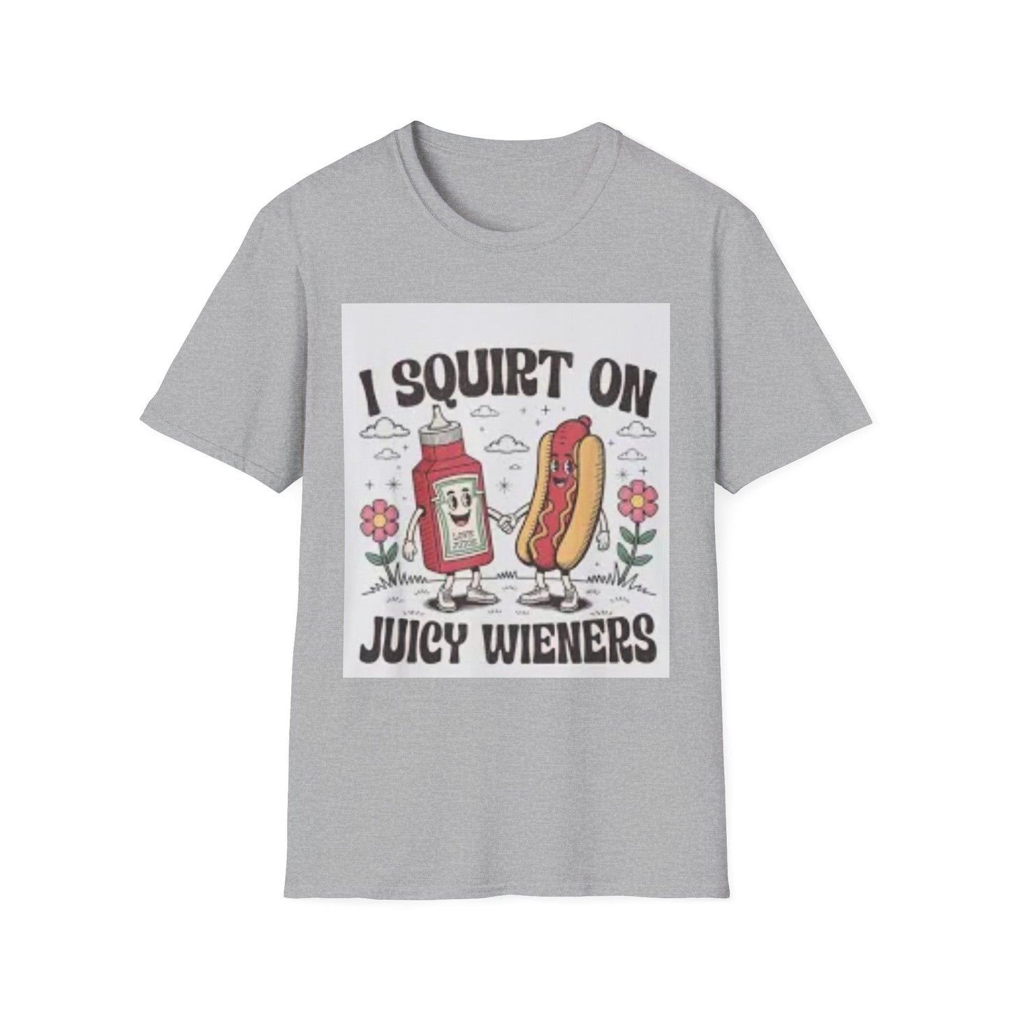 Funny Foodie Unisex T-Shirt - I Squirt on Juicy Wieners, Humor Tee, BBQ Gift, Food Lover Shirt, Summer Essentials