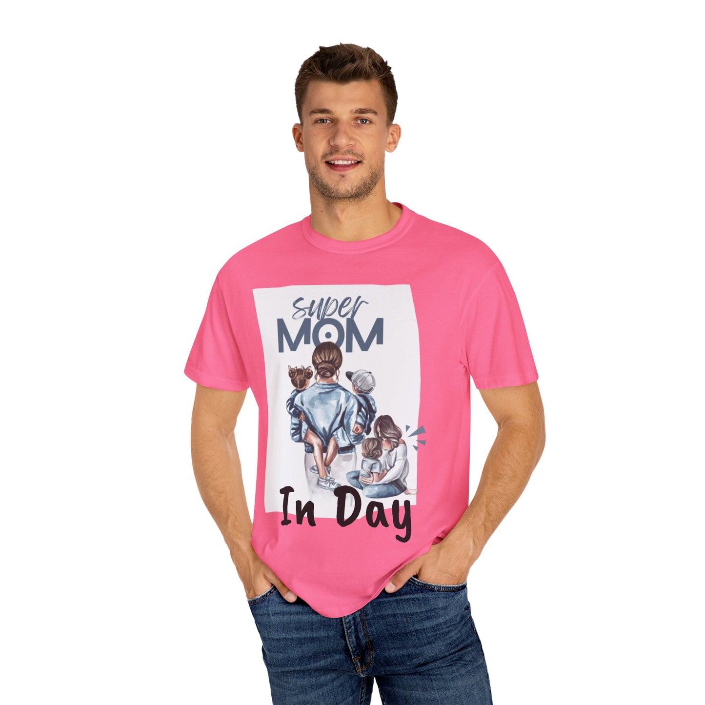 Super Mom T-Shirt, Unisex Garment-Dyed Tee, Perfect Gift for Mother's Day, Casual Wear, Family Outings, Mom Life Essentials