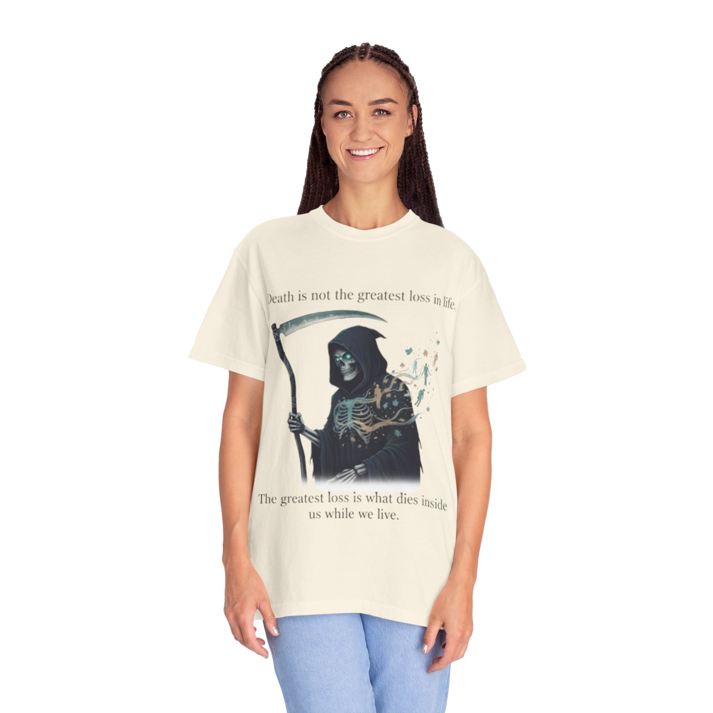Grim Reaper Quote T-Shirt — "Death is not the greatest loss in life" Graphic Tee