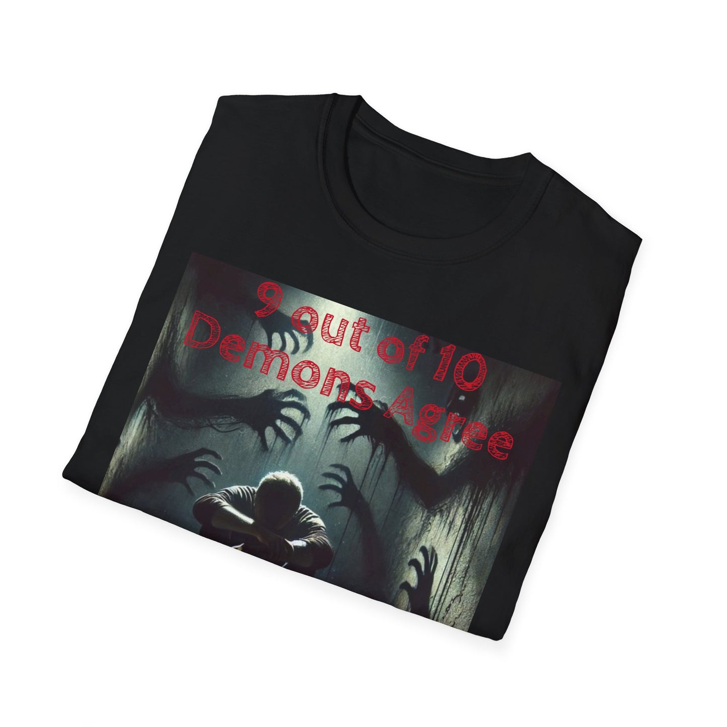 Horror Illustration T-Shirt — "Your Next!" Demon Shadows Graphic Tee