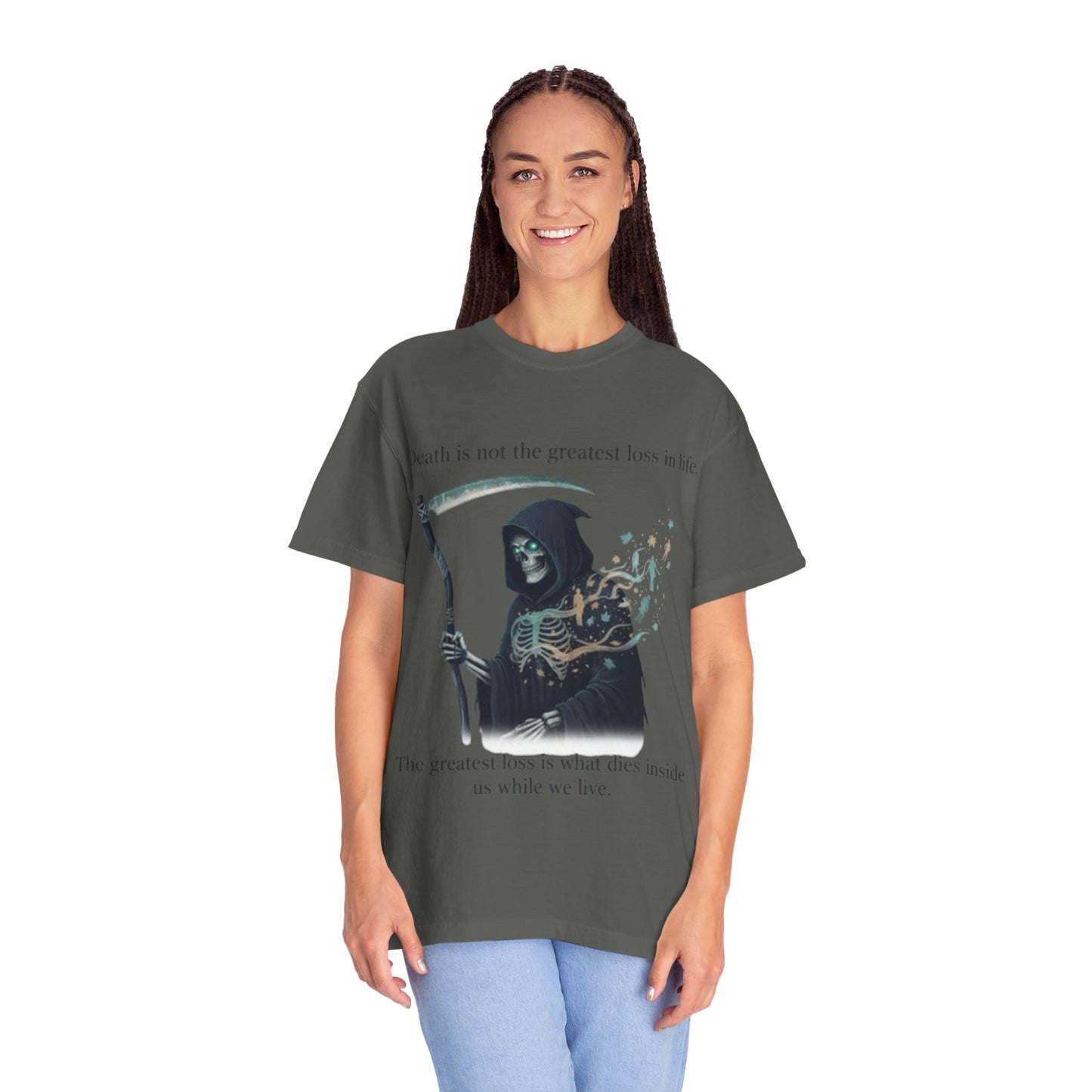 Grim Reaper Quote T-Shirt — "Death is not the greatest loss in life" Graphic Tee