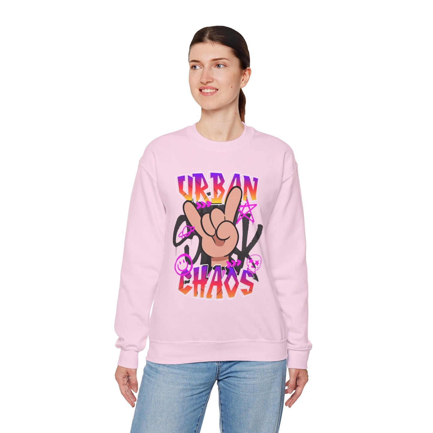 Urban Chaos Crewneck Sweatshirt, Statement Sweatshirt, Casual Wear, Gift for Trendsetters, Hipster Fashion, Unisex Apparel