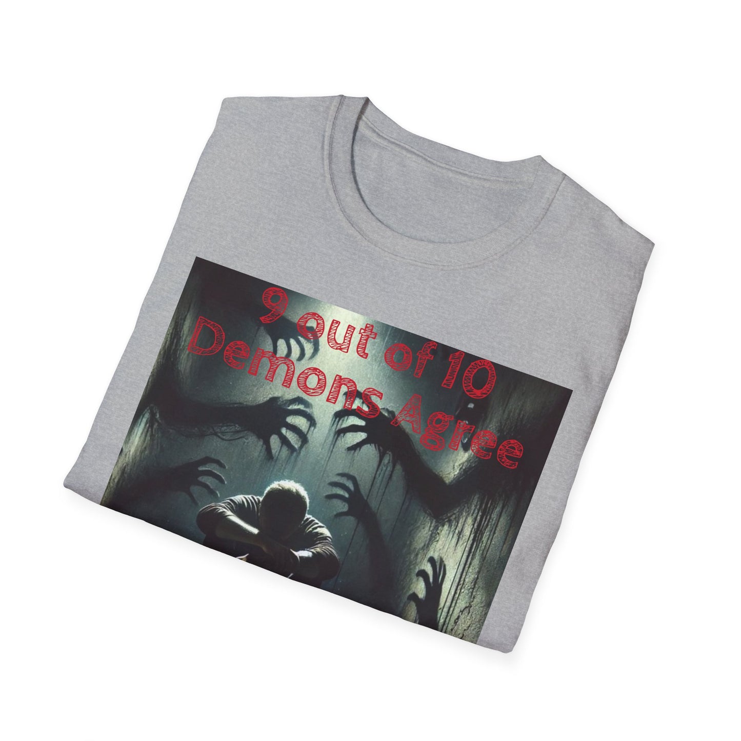 Horror Illustration T-Shirt — "Your Next!" Demon Shadows Graphic Tee