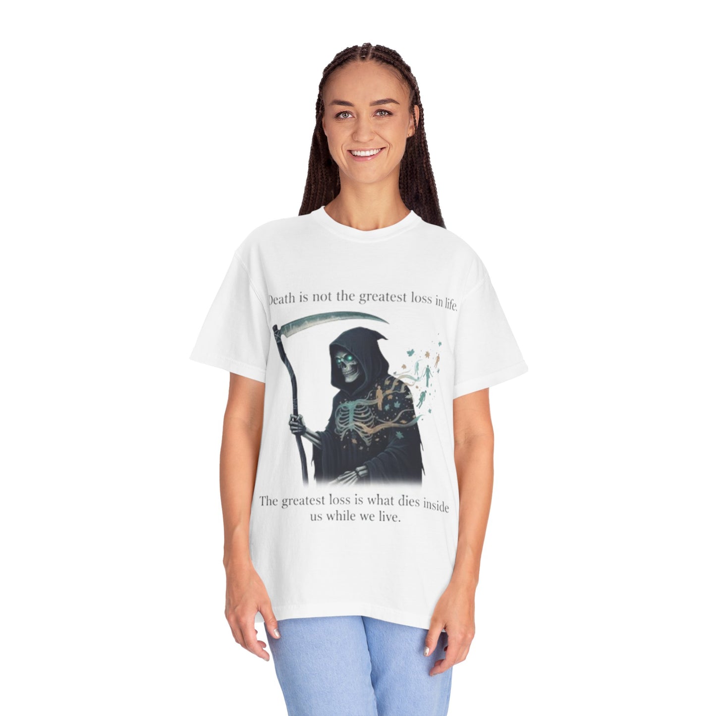 Grim Reaper Quote T-Shirt — "Death is not the greatest loss in life" Graphic Tee