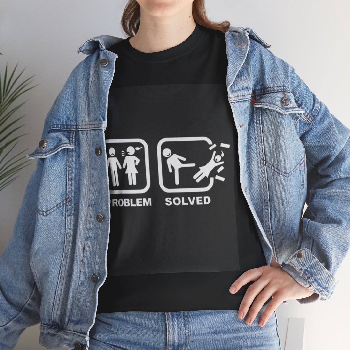 Unisex Problem Solved Tee, Funny Graphic Shirt for Adults, Perfect Gift for Friends, Casual Wear, Humor Tee, Graphic T-shirt