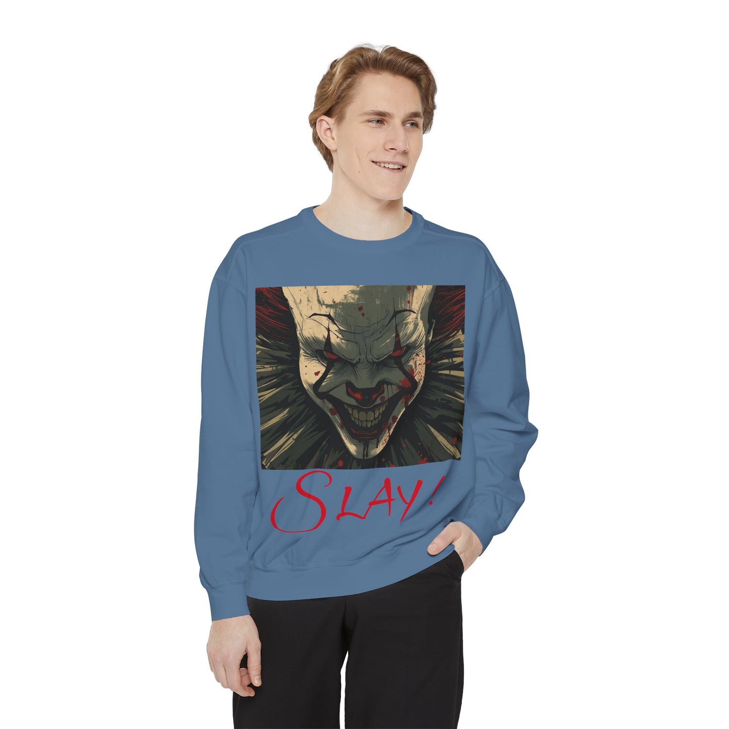 Spooky Unisex Sweatshirt, Halloween Outfit, Cozy Horror Apparel, Slay Graphic Sweatshirt, Gift for Horror Fans