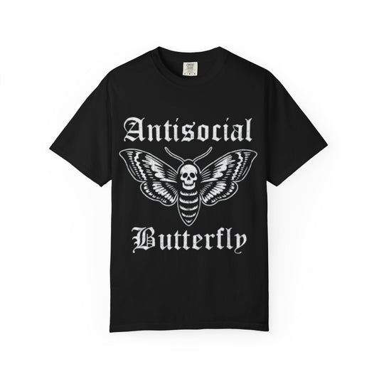 Antisocial Butterfly T-Shirt — Gothic Moth Skull Graphic Tee