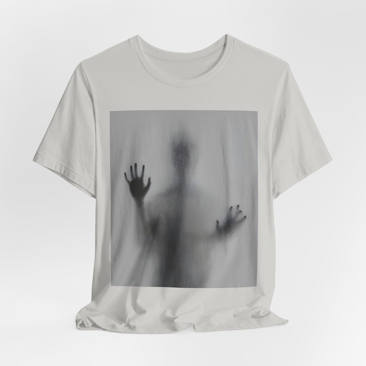 Horror Graphic Tee — Ghostly Silhouette & Screaming Zombie Back Print