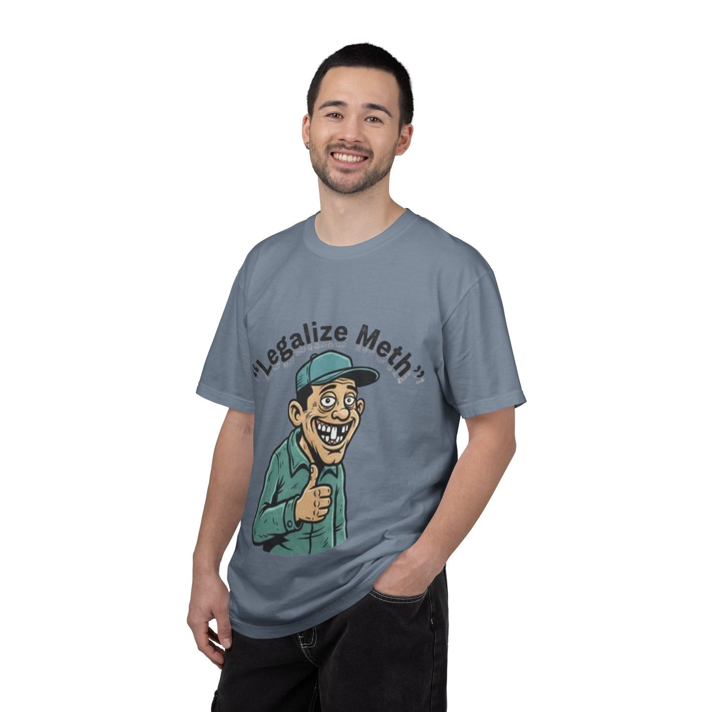 Graphic T-Shirt — “Legalize Methin’” Funny Retro Thumbs-Up Design