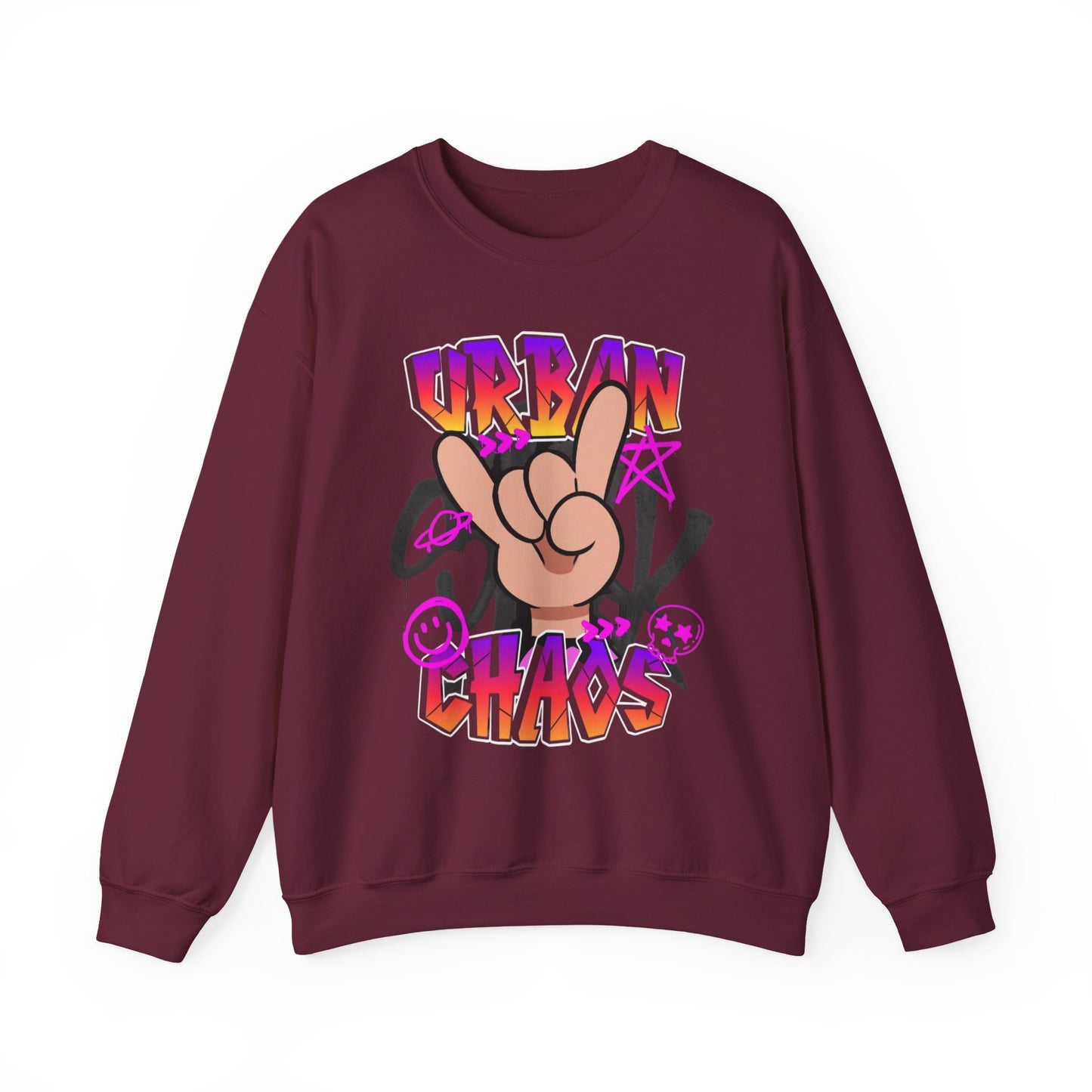 Urban Chaos Crewneck Sweatshirt, Statement Sweatshirt, Casual Wear, Gift for Trendsetters, Hipster Fashion, Unisex Apparel