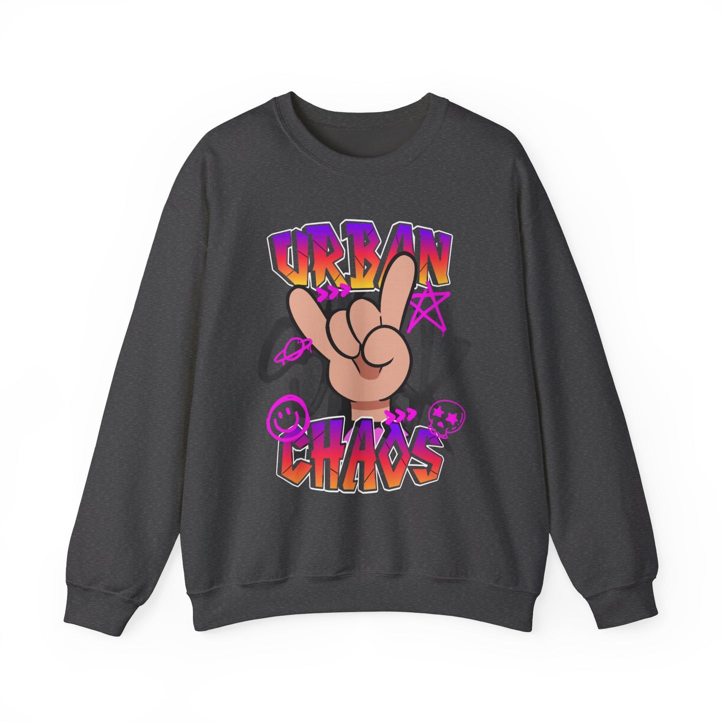 Urban Chaos Crewneck Sweatshirt, Statement Sweatshirt, Casual Wear, Gift for Trendsetters, Hipster Fashion, Unisex Apparel