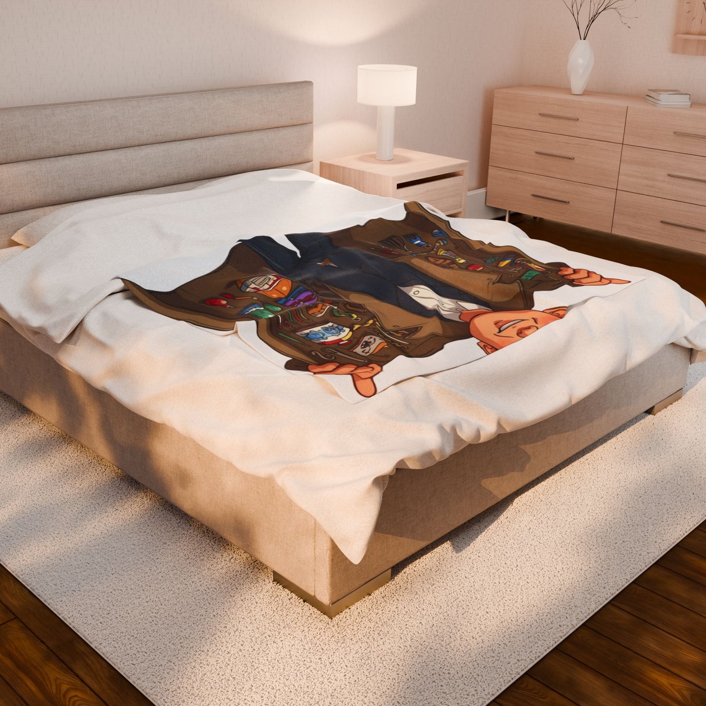 Cozy Velveteen Plush Blanket with Fun Design, Perfect for Home, Gifts, Snuggling, Kids, Holidays