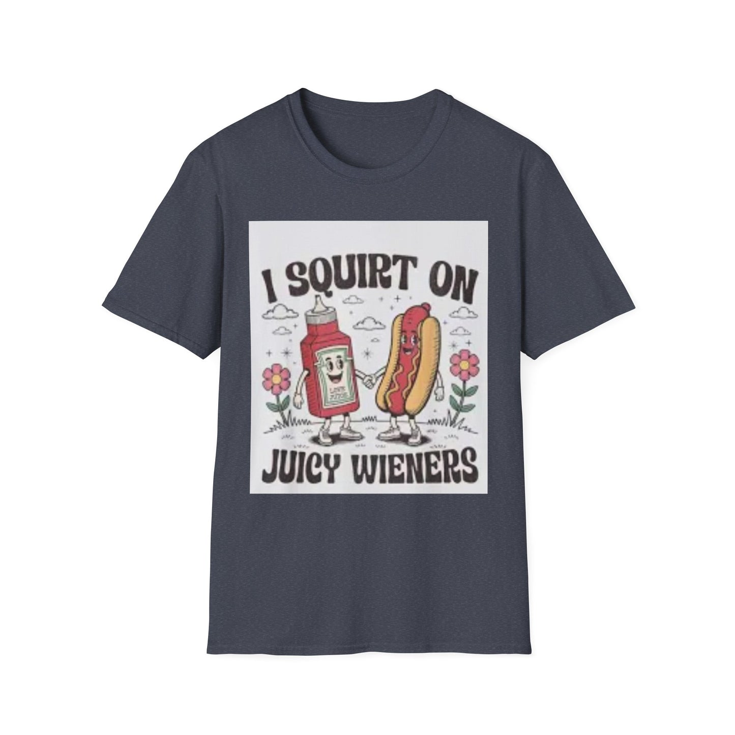 Funny Foodie Unisex T-Shirt - I Squirt on Juicy Wieners, Humor Tee, BBQ Gift, Food Lover Shirt, Summer Essentials