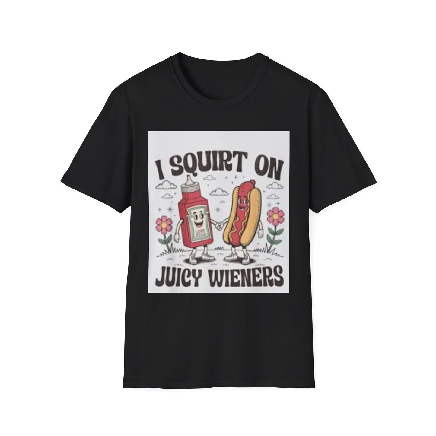 Funny Foodie Unisex T-Shirt - I Squirt on Juicy Wieners, Humor Tee, BBQ Gift, Food Lover Shirt, Summer Essentials