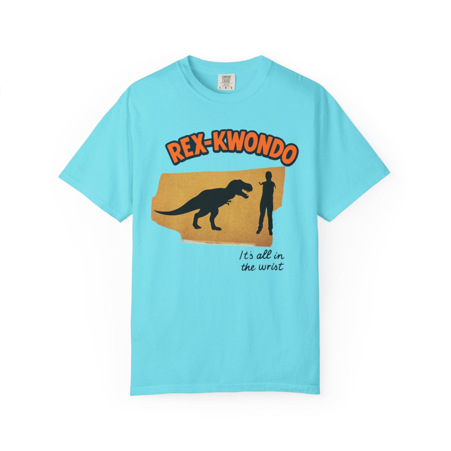 Rex-Kwondo T-Shirt — Funny Dinosaur Martial Arts Tee (“It's all in the wrist”)