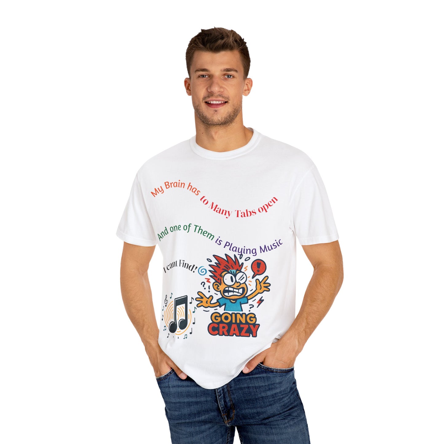Unisex Music-Themed T-Shirt, Funny Tab Open Shirt, Casual Gift for Musicians, Brain Tabs Tee, Ideal for Birthdays and Music Events