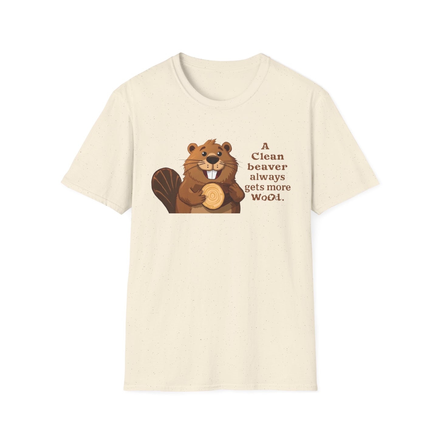 Beaver T-Shirt — Cute Cartoon Beaver with 'A Clean Beaver Always Gets More Wood' Funny Graphic Tee
