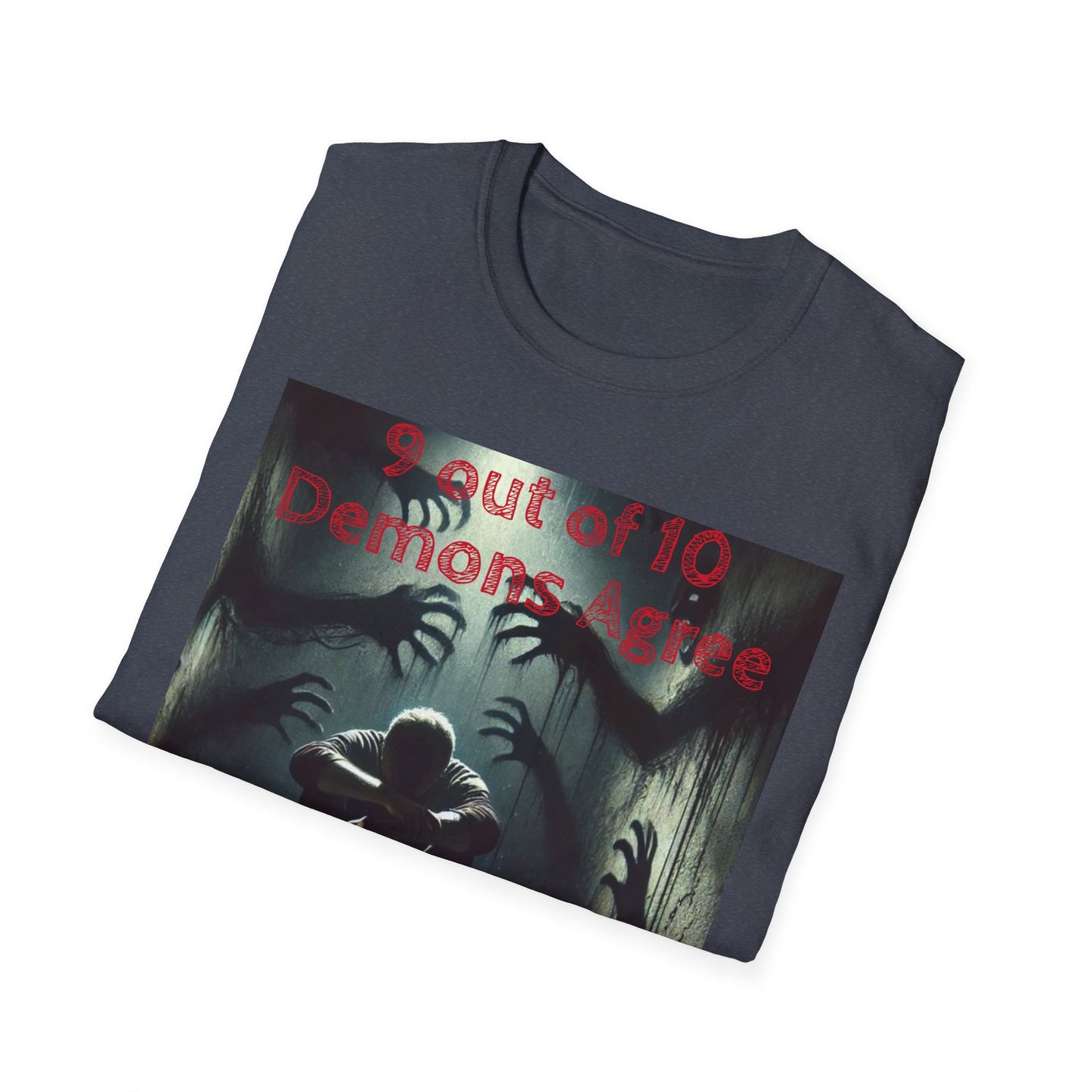 Horror Illustration T-Shirt — "Your Next!" Demon Shadows Graphic Tee